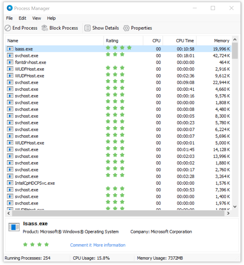 Identify and end any suspicious processes to reinforce data privacy and security.