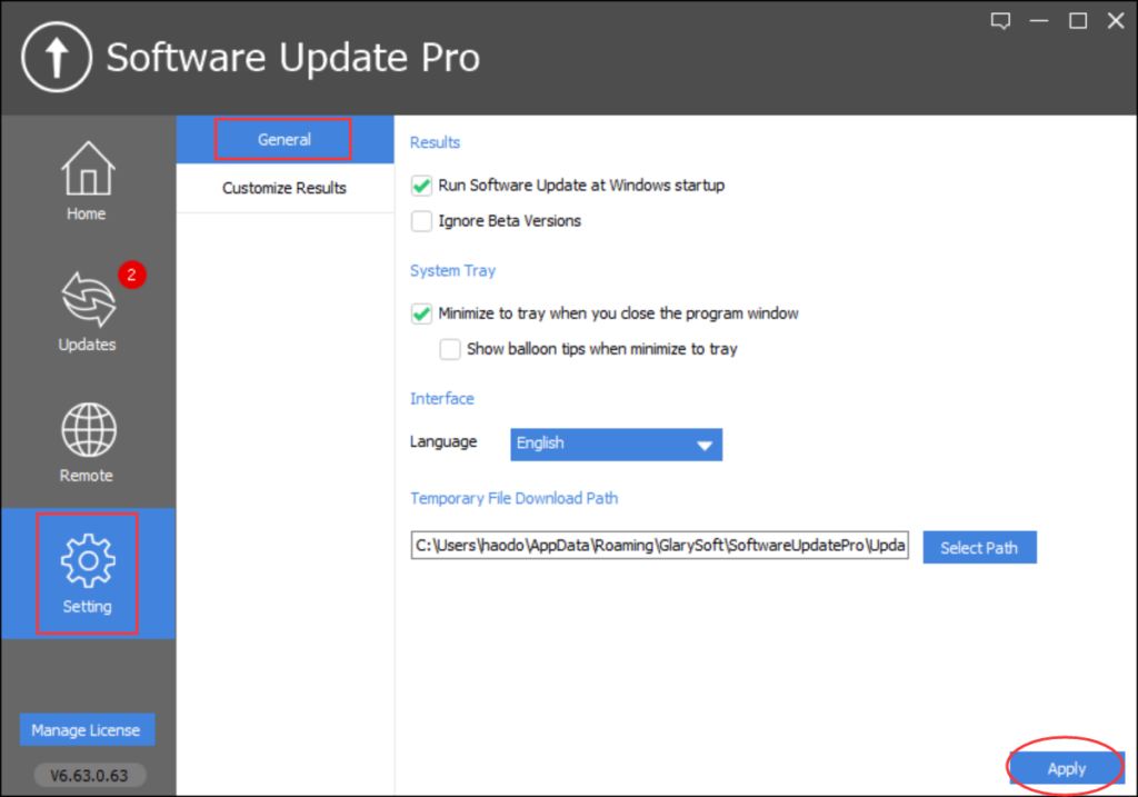 Allows you to enable or disable beta software scanning. Provides notifications of available software updates. Supported by a growing software library.